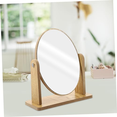 Miroir maquillage ovale bois composite kaki finition épurée pour coiffeuse
