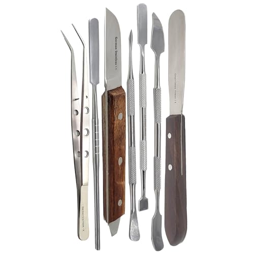 A2Z 7pcs Dental Wax Carver Tools | Dental Plaster Carving Knife & Alignate Mixing Spatulas | Stainless Steel Shaping Sculpting Contouring Instruments For Dental Laboratory Technicians & Students