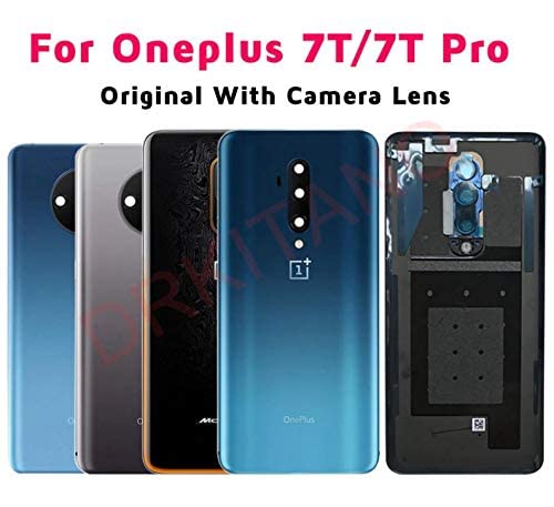 Image of Replacement Glass Back Battery Door Housing Panel with Camera Frame Logo and Adhesive Sticker for OnePlus 7T HD1901 - Glacier Blue