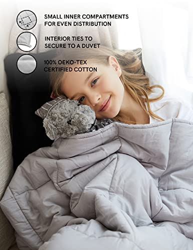 YnM Kids Weighted Blanket — Heavy 100% Oeko-Tex Certified Cotton Material with Premium Glass Beads (Light Grey, 36''x48'' 5lbs), Suit for One Person(~40lb) Use on Twin Bed