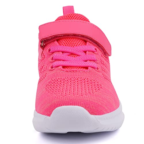 Toandon Little Kids Girls Sneakers Shoes Breathable Lightweight Athletic Sport Tennis Running Walking Fashion Knit Straps Non Slip Hook And Loop Closure Sneakers Pink Size 1 #TOP4