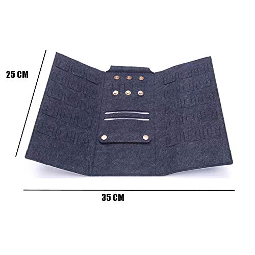 1 Piece Foldable Jewelry Roll Bag Travel Jewelry Roll Organizer Roll Up Organizer Case For Necklaces, Earrings, Rings, Chains, Bracelets, Brooches Etc (Smoky-Grey) #TOP2