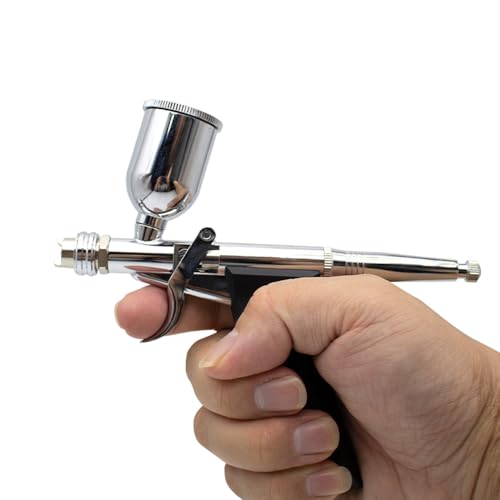 Image of Uouteo Airbrush Kit, Double Action Trigger Airbrush Gun with 0.5mm Fan Spray Cap /Needles /Nozzles, 15 CC Cup, Air Brush Guns for Painting
