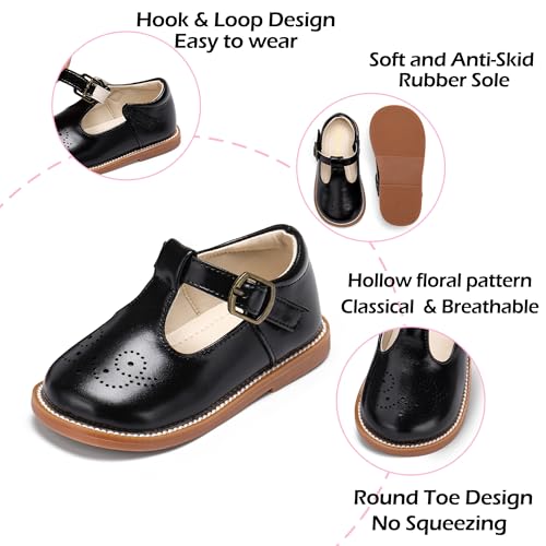 Image of PHIRAMIN Toddler Girl Mary Jane Student Oxford Shoes-Little Girl School Uniform Shoes for Wedding Party