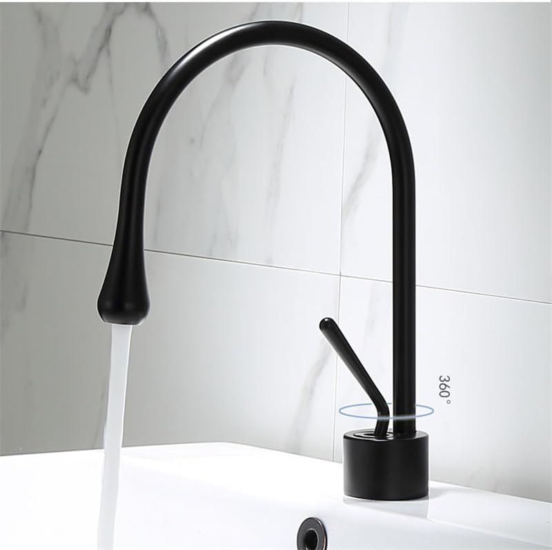 Mitigeur de lavabo noir et or chaud et froid pour vasque de salle de bain design chic