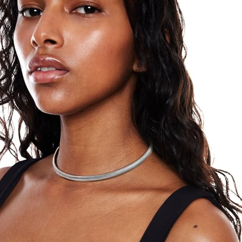 Badu Chunky Gold Stainless Steel Choker Necklace For Women Stretch Snake Shain Non Tarnish Gold Triple Necklace3