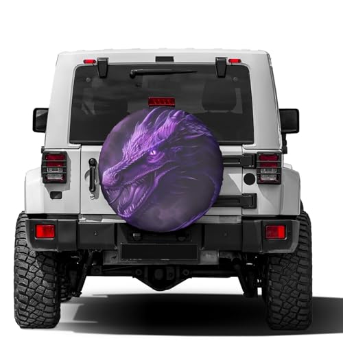 Image of Delerain Purple Dragon Monster Spare Tire Cover Wheel Protectors Sun Protector Waterproof for Trailer RV SUV Truck and Many Vehicle(16 Inch for Diameter 29 inch-31 inch)