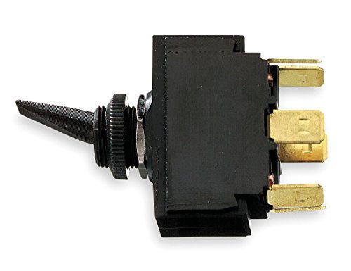 Hubbell Wiring Systems M223SP Toggle Switch with 1 Key, Double Pole, Double Throw, On/Off/On, 12 VDC, Black