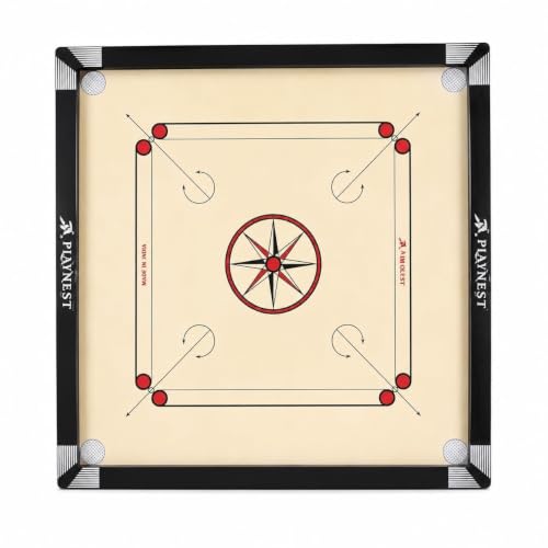 Image of Premium Wooden Carrom Board for Family Fun Indoor Game Smooth Playing Surface Durable Construction Easy Coin Glide Board Game for Kids & Adults (32 INCH)