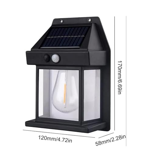 Image of Litehom Solar Wall Lights Outdoor | Motion Sensor Waterproof LED 3 Modes Sconce Solar Lamp | Auto-Charging Exterior Security Light for Porch, Patio, Garden, Balcony & Pathway (Warm Yellow, 1 Pc)