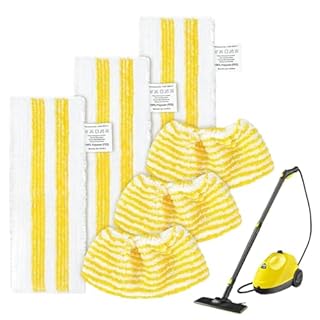 6 Pack ​​for Karcher EasyFix microfibre floor cloths, with Karcher EasyFix SC3, SC4, SC5 Steam Cleaner, Washable and Reusable Microfibre Pads (Yellow-3+3)