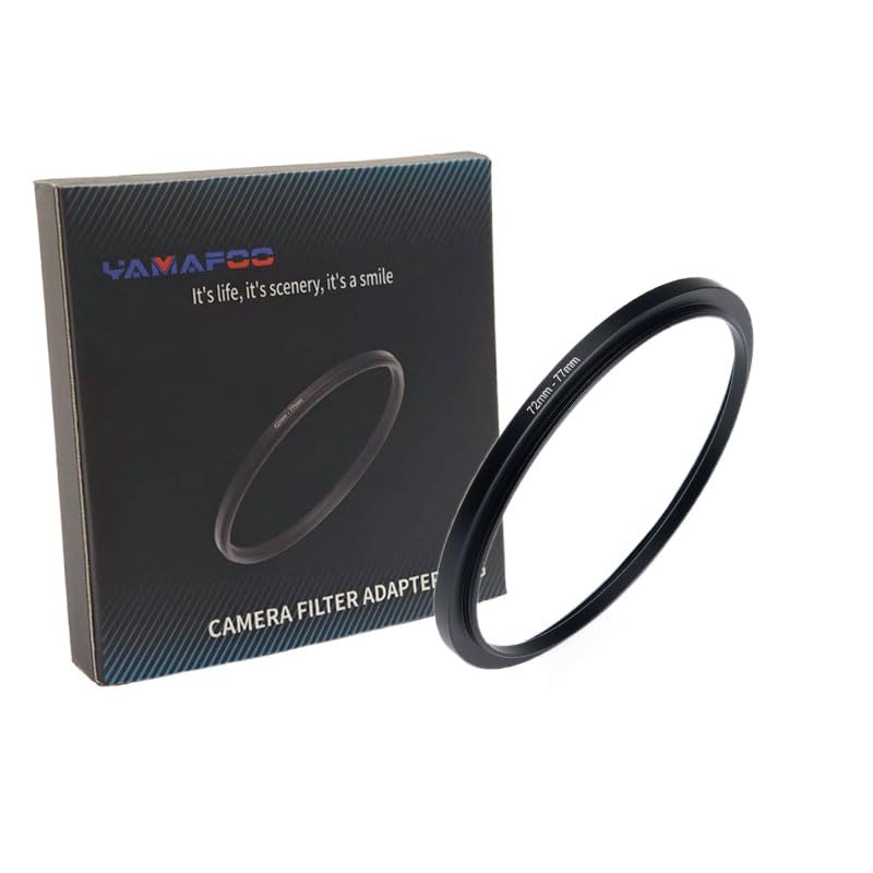 YAMAFOO 72mm to 77mm Step-Up Ring/Step Down Rings Filter Adapter for All Brands UV ND CPL Metal Ring Step-Up Rings Adapter Filter,Black(72-77)
