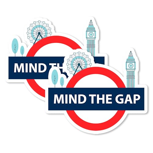 Mind The Gap Magnet 4 Inch 2-Pack London Underground Tube Sign UK – Strong Vinyl Decorative Magnets for Fridge Locker Kitchen Office – Cute Fun Aesthetic Cool Durable & Long-Lasting Souvenir Id44999