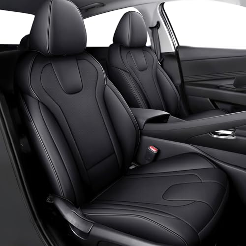 Image of AOMSAZTO Seat Covers for Hyundai Elantra 2021 2022 2023 2024 2025 2026 | SE SEL /SEL Sport & 2021-2026 Hybrid Blue Customized Faux Leather Car Seat Cover-Full Set Black