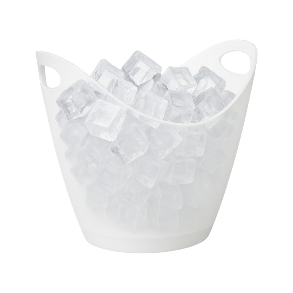 Secchiello per Ghiaccio in Plexiglass Bianco Ovale 35x25x26 cm Fino a 6 Bottiglie Cestello Bouquet Spumanteria Champagneria in Plastica Acrilico Trasparente Bar, Discoteca, Ristorante