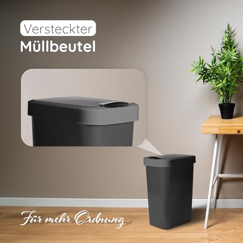 Novaliv Mülleimer 50L mit 2in1 Deckel, Klappdeckel & Schwingdeckel, Stilvoller Anti-Geruch Abfalleimer für Küche Haushalt Büro… – Ansicht 6
