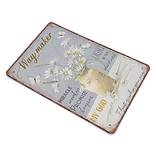Dreacoss Floral Way Maker That Is Who You Are Tin Signs, Daisy Jar And Butterflies, Religious Christian Art - Image 3