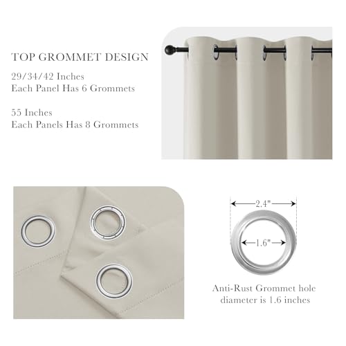 Image of PONY DANCE Cream Window Curtain Panels 40 inch Length - Thermal Insulated Room Darkening Drapery Top Gromments for Kitchen /Bathroom /RV Camper, W 42 x L 40, 2 Panels Set