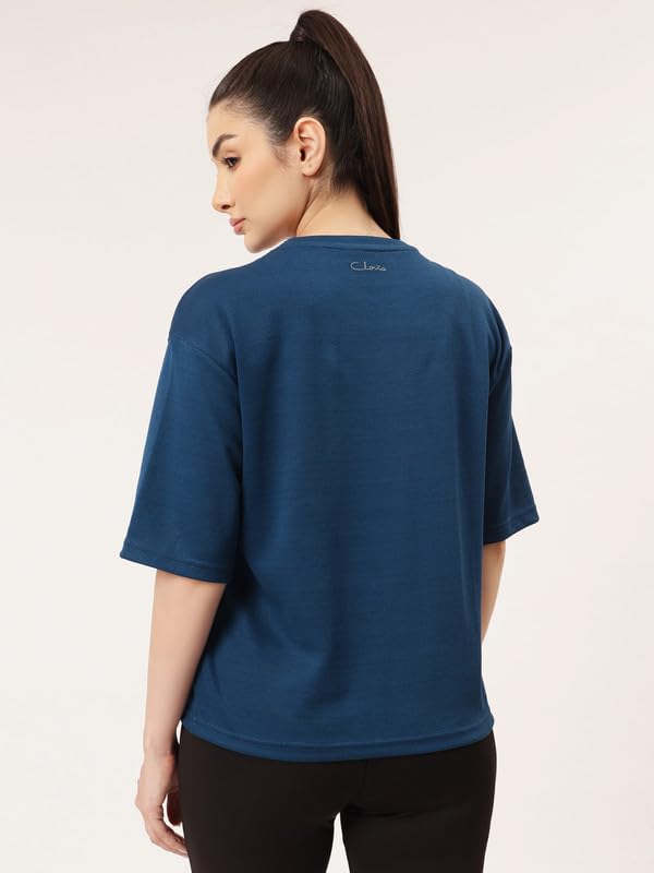 Image of Clovia Women's Comfort-Fit Active T-Shirt - Moisture-Wicking & Stretchable for Workouts