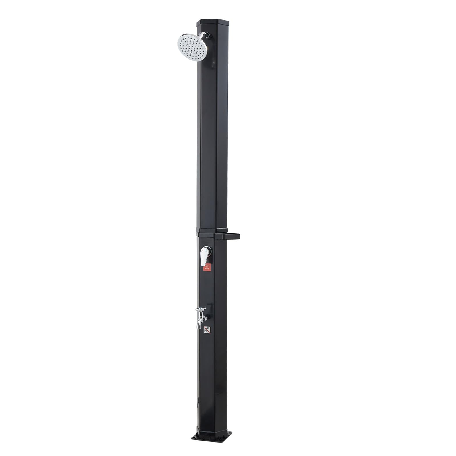 VEVOR Doccia Solare da Giardino 35 L, Doccia Solare da Esterno con Portasapone e Risciacquo per Piedi, Altezza di Soffione a Pioggia 195 cm, Acqua Calda Max. 60°C, per Piscina Spiaggia Campeggio, Nero