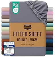Utopia Bedding Fitted Sheet Double, Grey - Deep Pocket 14 inch (35 cm) - Easy Care - OEKO-TEX Certified - Soft Brushed Microfibre Fabric - Shrinkage and Fade Resistant - Bottom Sheet