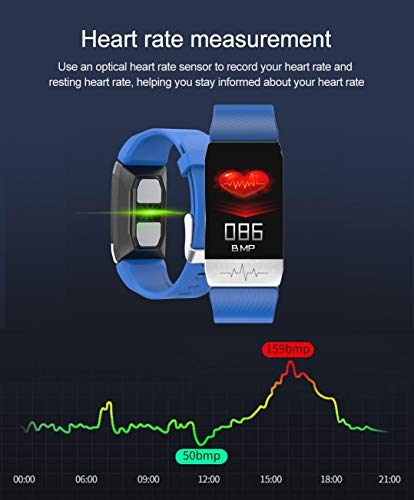 YZJ Fitness Tracker,Body Temperature Watch with Heart Rate Blood Oxygen Blood Pressure Monitor,Pedometer Smart Watch with Sleep Monitor, Step Counter for Kids Women Men (f-Red+Black)