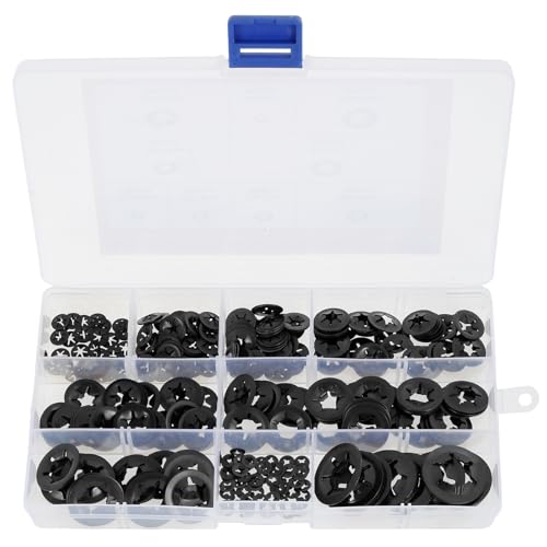 360Pcs Internal Tooth Star Clip Washers Manganese Steel Locking Washers Rustproof Quick Speed Nuting(suit)
