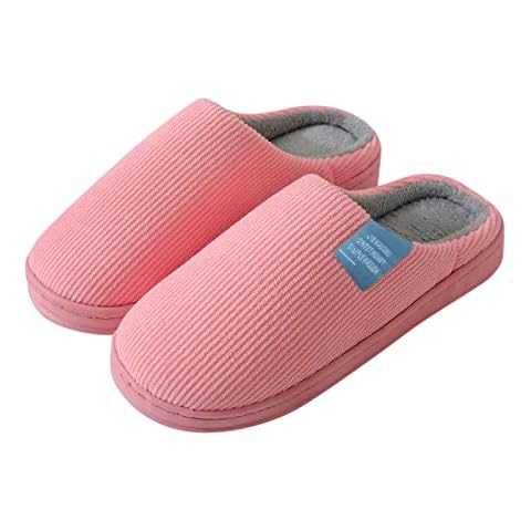 Slippers Women's Guest Slippers Indoor Plush Slippers Winter Men's Fluffy House Warm Fur Slippers House Fluffy Lightweight Felt Shoes Slippers Men, pink, 8 UK Cover