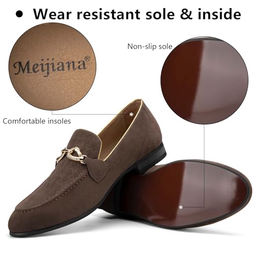 Image of Meijiana Men's Fashion Classic Microfiber PU Leather Loafers and Weeding Dress Shoes for Men