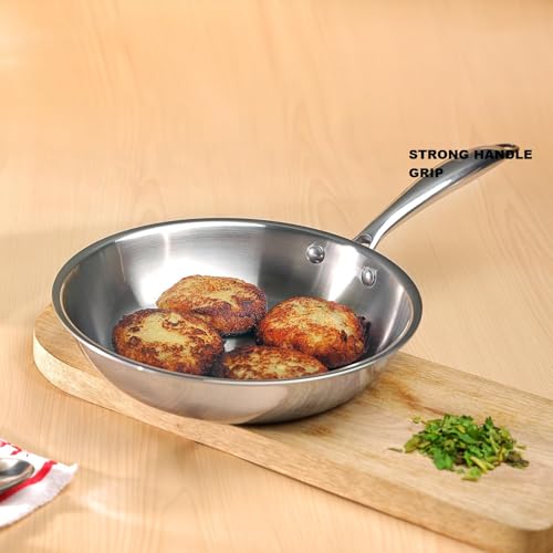 Poêle inox 16 cm robuste et résistante aux rayures avec fond Triply