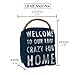 Pavilion Gift Company Open Door Decor - Welcome to Our Loud Crazy Fun House Navy Blue & Silver Door Stopper with Handle