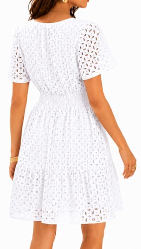 Image of INR Dress for Women Elastic Waist Hollow Out Embroidered A Line Casual Fashion Skirt Beach and Prom Cocktail Party Dresses