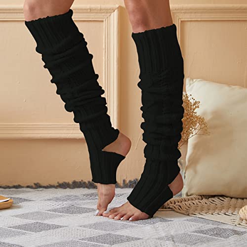 Leoparts Women's Extra Long Stirrup Leg Warmers Winter Knitted Over Knee Thigh High Footless Socks3