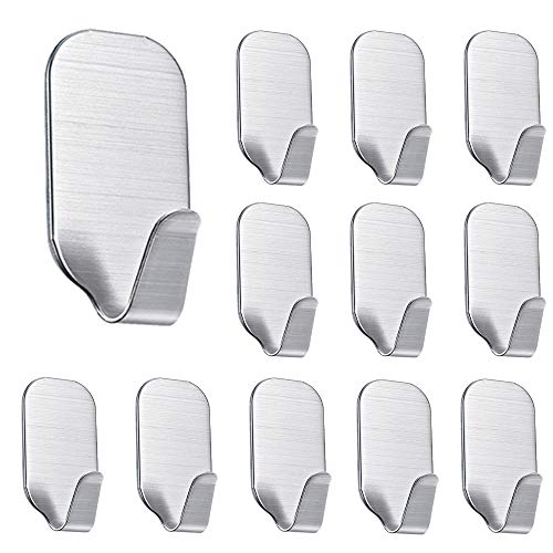NIAGUOJI Ganchos Adhesivos 12 Piezas acero inoxidable Ganchos autoadhesivos Multiusos percha de pared adhesiva para ropa, abrigo, toalla, llaves, bolsas, hogar, cocina, baño Cover