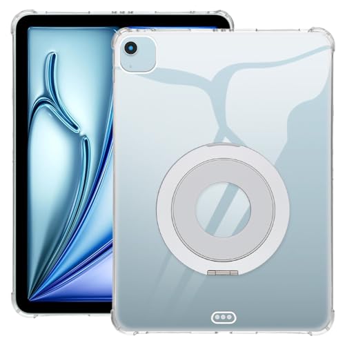 Coque iPad Air 11 2024 M2 transparente avec support de bureau argent