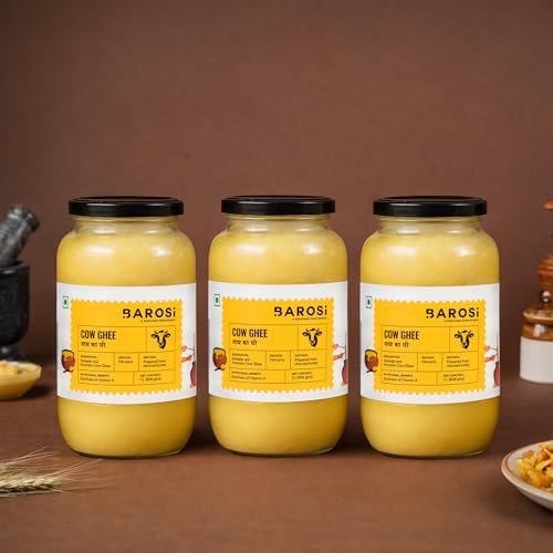 Image of Barosi Premium Cow Ghee 3 Litre Family Saver Pack | Danedar Desi Ghee | Churned from Curd with Bilona Method | Pure & Aromatic | Farm Made in Small Batches