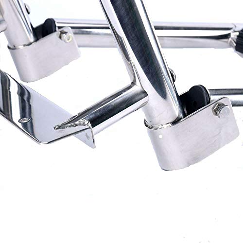 Amarine Made Boat Ladder 4 Step Pontoon Boat Ladder Foldable Stainless Steel Marine Rear Entry Telescoping Ladder With Wide Steps Swim Deck Ladder With Pedal Hand Railing,Retaining Strap-400Lb #TOP6