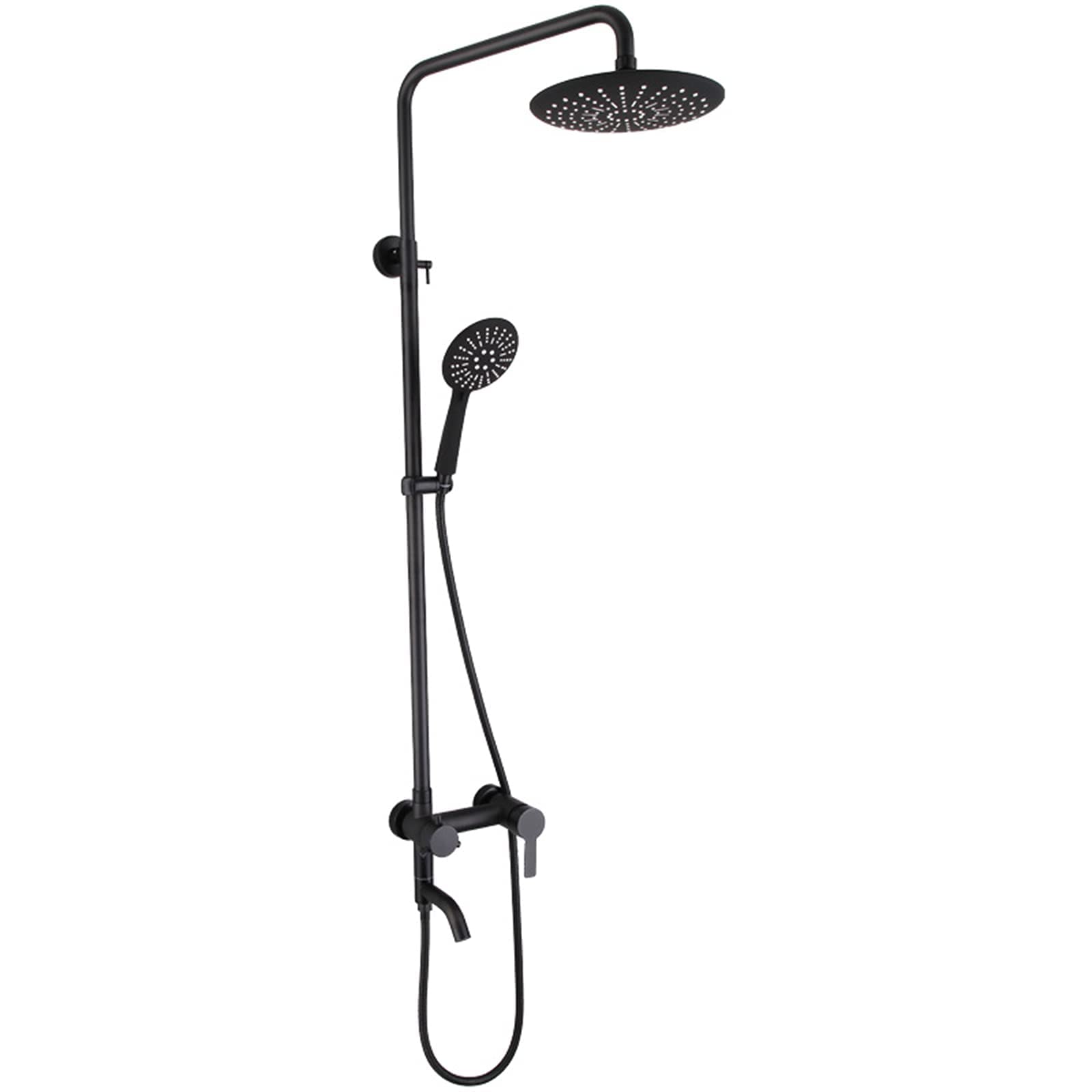 AYCDL Shower Kits with Overhead Shower Black, Round Shower Head Multifunctional 304 Stainless Steel Hot and Cold Shower System