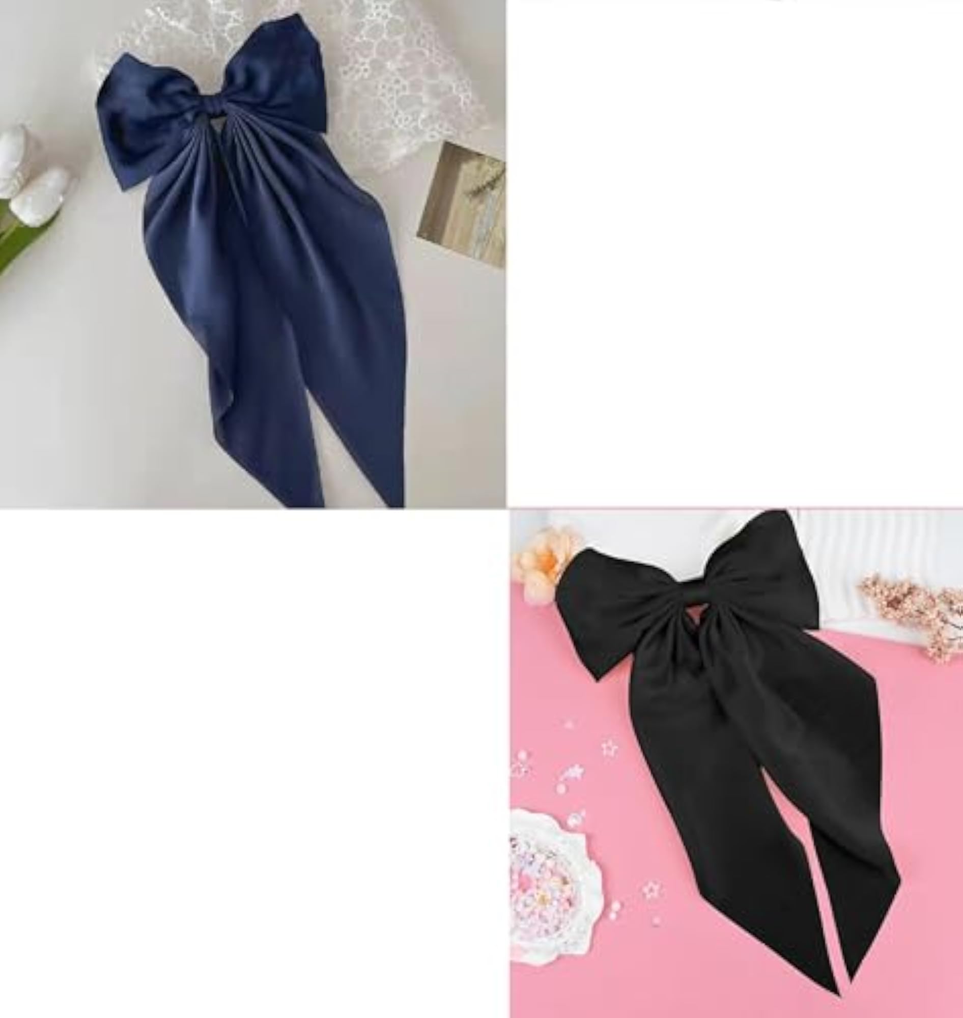 Large Silky Barrettes Bow Clip Set, Pack of 2