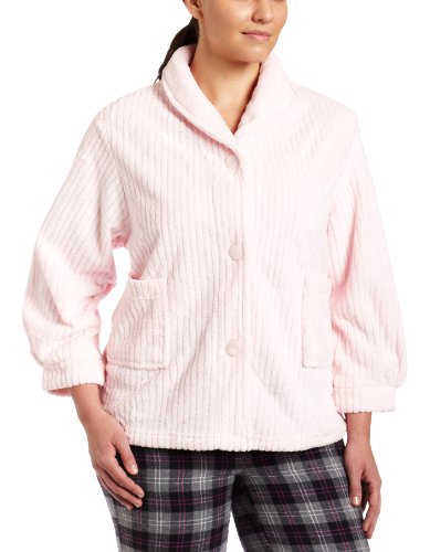 Casual Moments Womens Plus-Size Bed Jacket With Shawl Collar, Light Pink, 3X