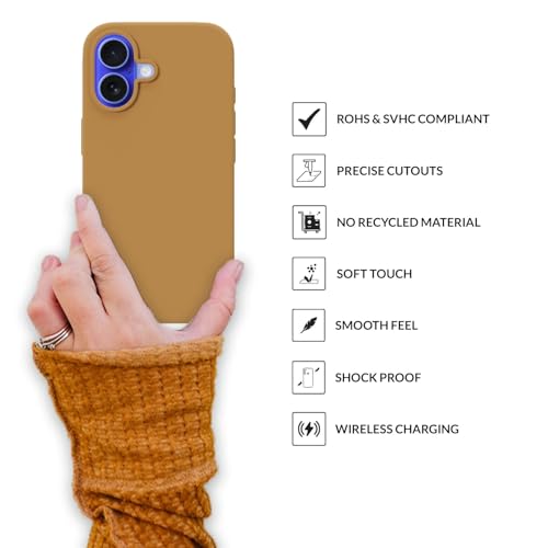 Image of SPRIG Compatible with iPhone 16 Premium SilkTone (Liquid Silicone) Back Cover Drop Tested Shock Proof Mobile Case for Men, Women, Boys and Girls with Camera Protection (Golden Brown)