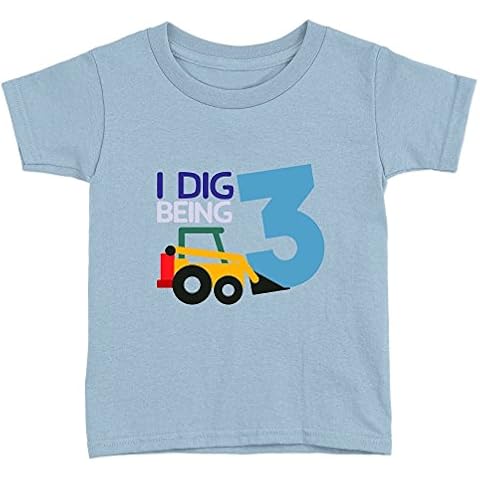Kickass Tees I Dig Being 3 Kids T-Shirt 3-4yrs Light Blue 3rd Birthday Years Old Diggers Present Cover