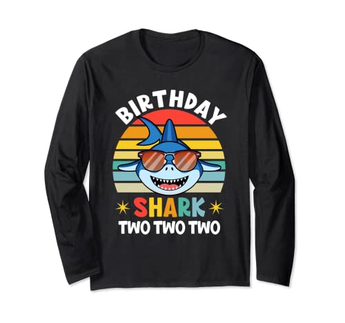 Shark Birthday Two Years Old 2nd Birthday Matching Family Maglia a Manica