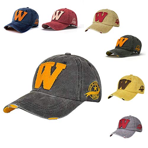 CheChury Gorra de béisbol de algodón con Sombra de Sol Moda Unisex Letra W Hockey Béisbol Verano Sombreros Hip Hop Motocicleta Gorra Retro Sombrero