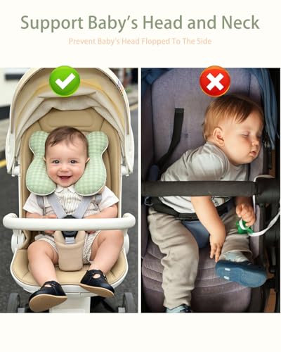 Image of KAKIBLIN Baby Travel Pillow, Baby Neck Pillow for Car Seat, U-Shaped Head and Neck Support for Stroller Pushchair, Soft Cooling Breathable Infant Head Pillow for Newborn Toddler