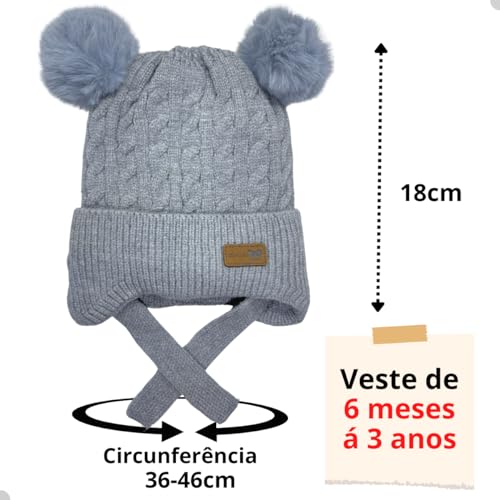 Touca De inverno Frio para Bebe Gorro De Lã Infantil Forrada c/Pompom Menina Menino Estilo Ovelhinha