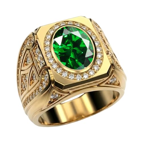 WSX 10K 14K 18K Solid Gold Men's Emerald Rings Vintage