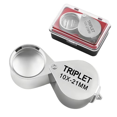 Loupe de bijoutier 10X,Loupe de Poche Pliable pour bijoutiers Bijoux Roches antiquités et Livres de journaux