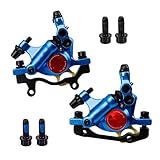 Odoukey Hydraulische Scheibenbremse, 1 Paar Front & HB100 MTB Fahrrad Hydraulikscheiben Bremssättel Rennrad Fahrradlinie Ziehen Bremsklemme (blau)