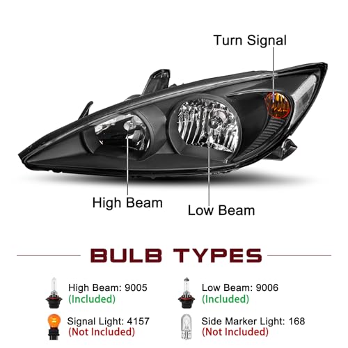 Image of JSBOYAT Headlight Assembly Fits for 2002 2003 2004 Toyota Camry SE /LE /XLE